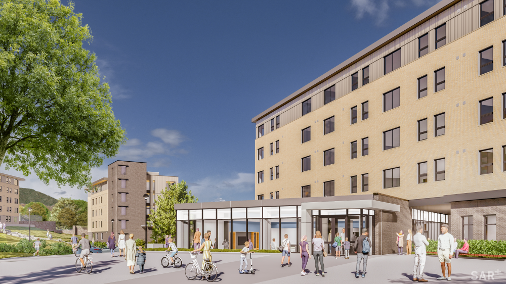 a rendering of a building at the village at mines park