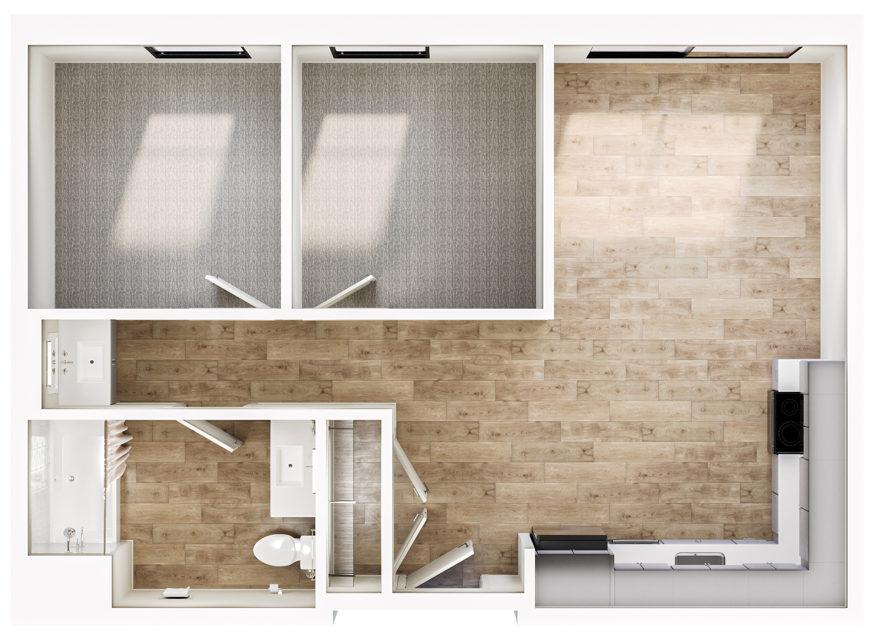 Blueprint layout for Mines Park Galena two-bedroom apartment unit