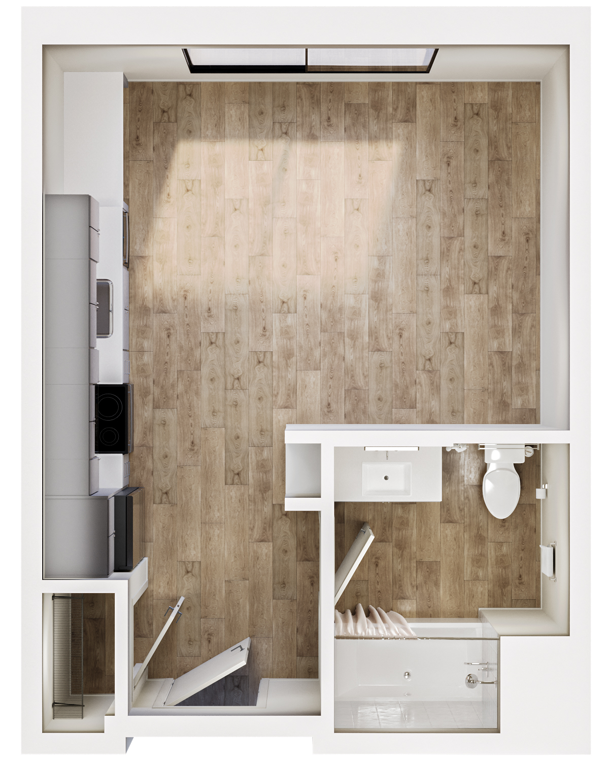 Blueprint layout for Mines Park Galena studio apartment unit